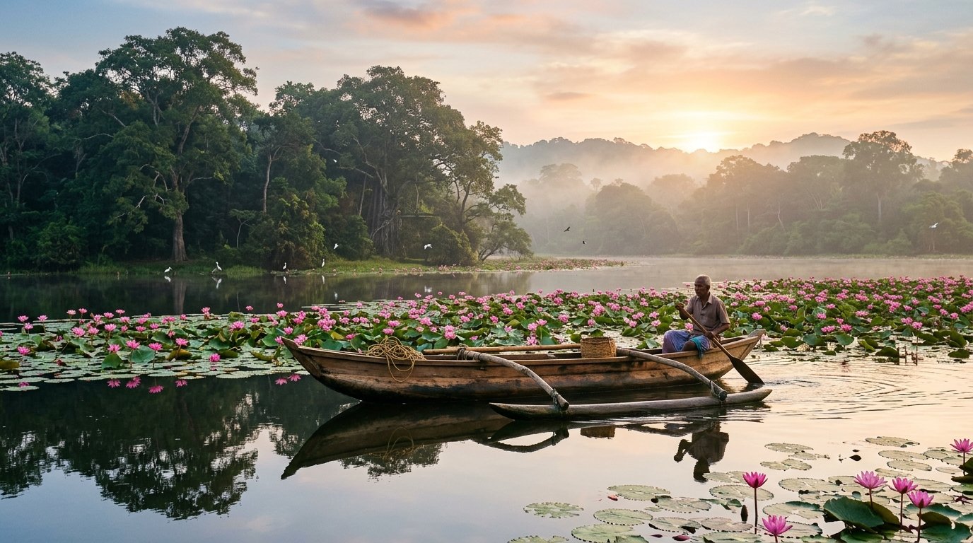 Traditional Catamaran on Habarana Lake